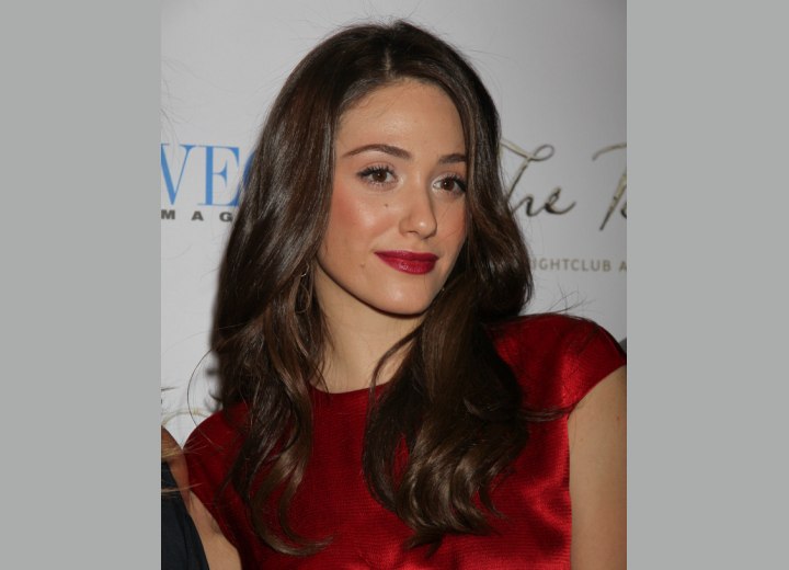Emmy Rossum - Long center parted and blousing hairstyle