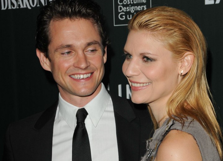 Side view of Claire Danes long backcombed hair