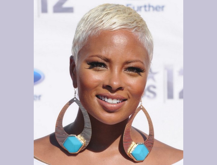 Eva Marcille - Very short hairstyle and big earrings