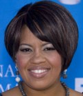 Short black bob with an angling fringe - Chandra Wilson