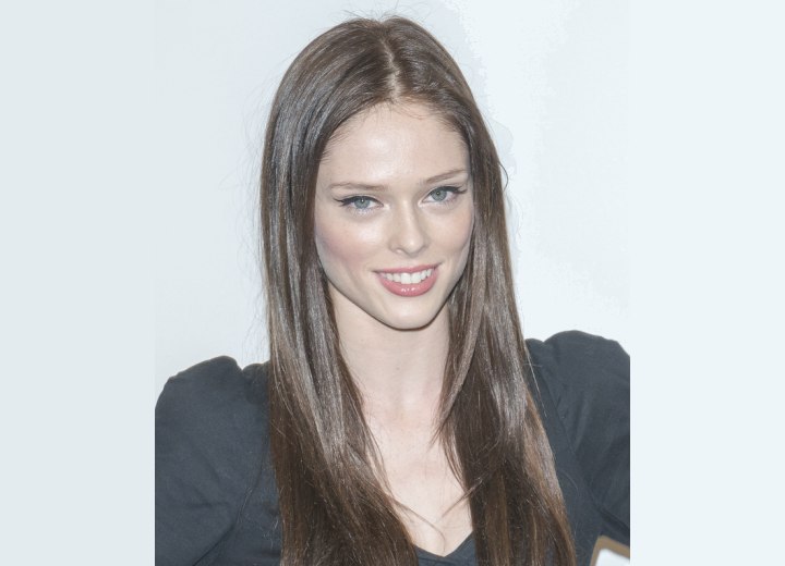 Coco Rocha with her hair cut past the bust line