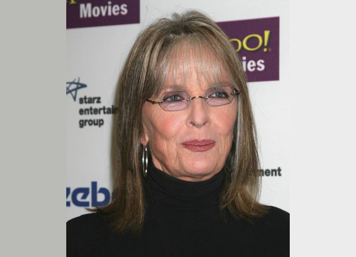 Diane Keaton almost sixty and with shoulder length hair