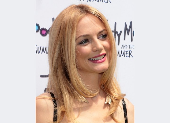 Heather Graham's long hair with a centered part