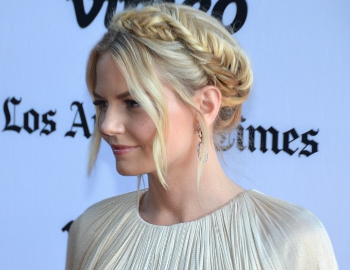 Jennifer Morrison wearing her hair in a braided updo