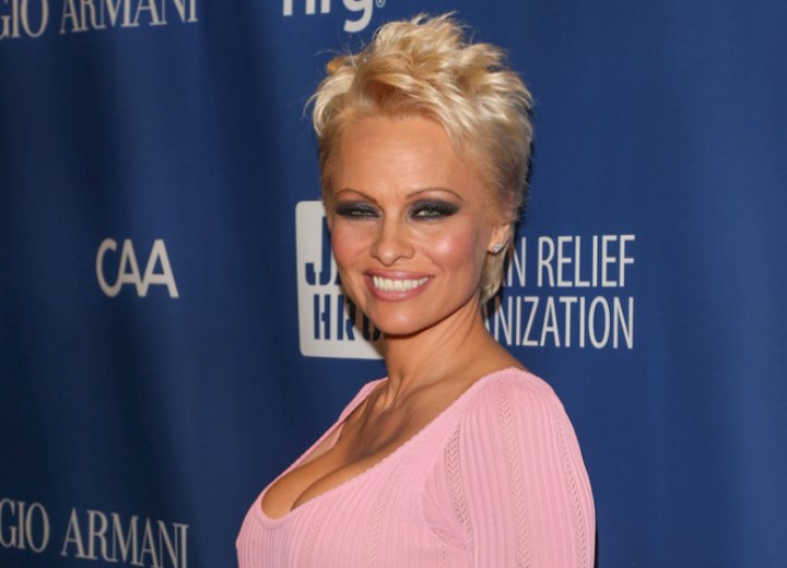 Pamela Anderson with very short hair
