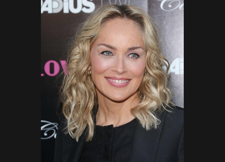Sharon Stone with a hairstyle that complements her face shape