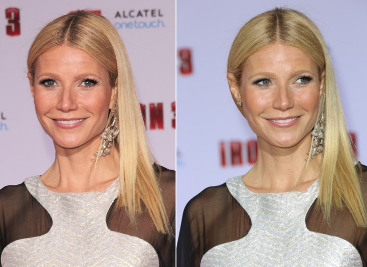 Gwyneth Paltrow - Super straight and side-sweeping hair