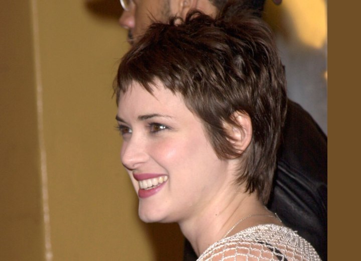 Winona Ryder - Sweet pixie haircut with a tapered neck