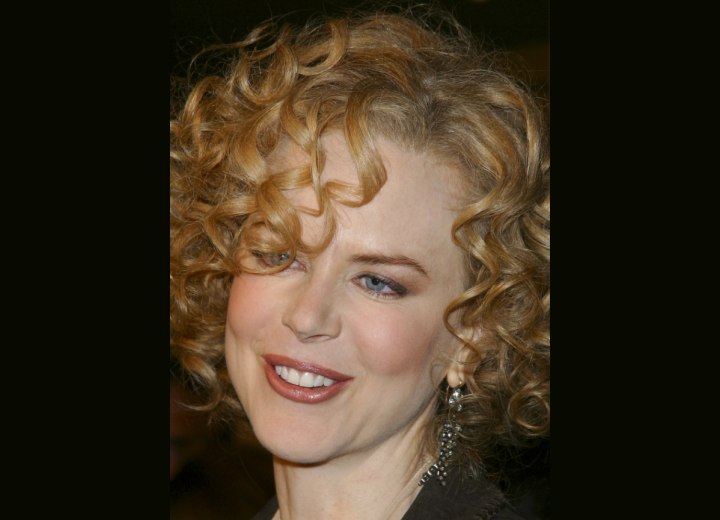 Nicole Kidman with her hair styled in ringlets