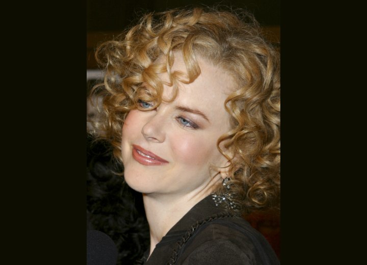 Nicole Kidman with her short hair in curls