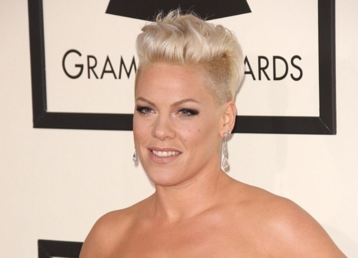 Pink's hair with buzzed sides