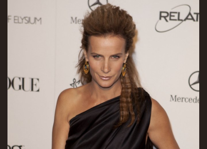 Rachel Griffiths with crimped hair