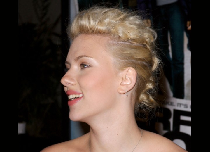 Scarlett Johansson with her hair pinned up