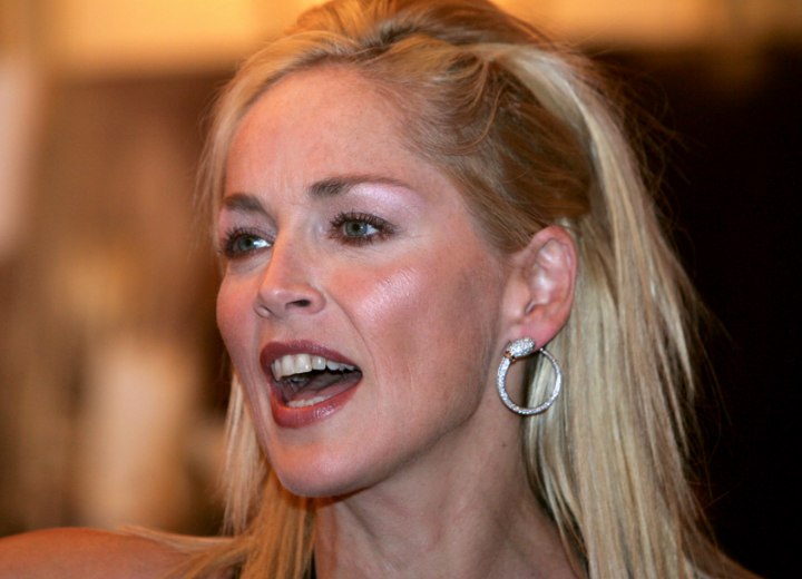 Side view of Sharon Stone's hair