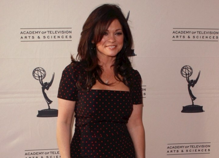Valerie Bertinelli look with long hair and a dress