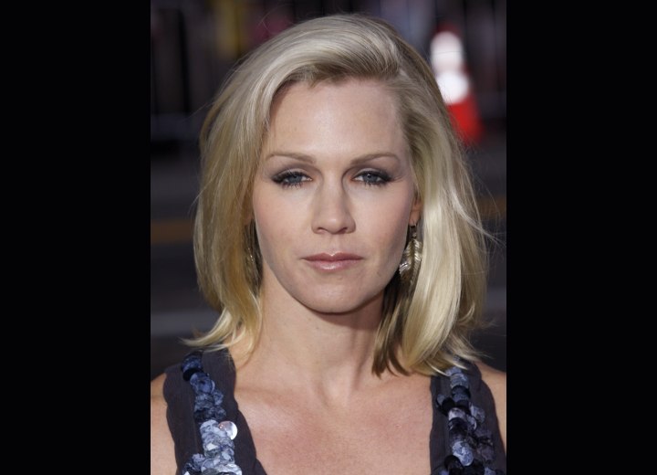 Jennie Garth's hair styled with smoothness