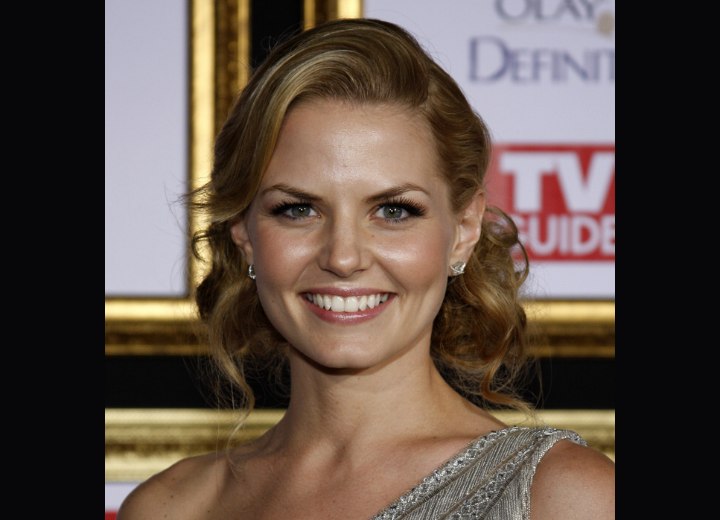 Jennifer Morrison with her hair up and curly