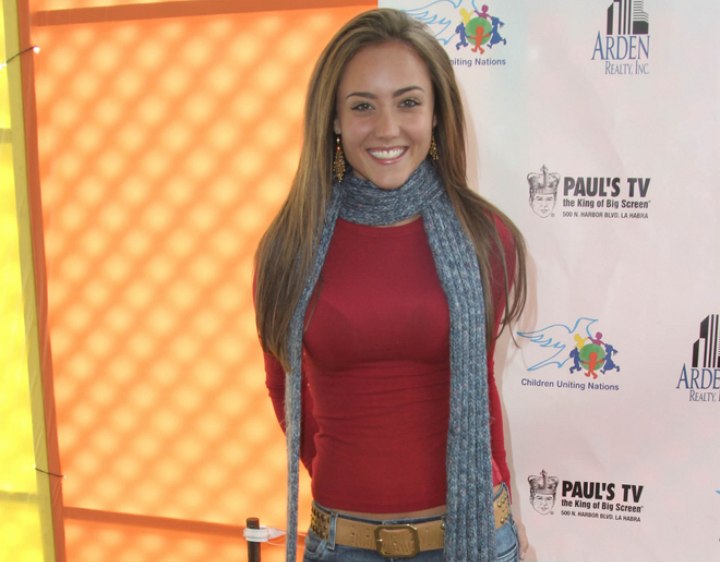 Lauren Mayhew with a scarf wrapped around her neck
