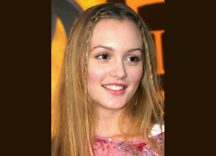 Leighton Meester wearing her hair long with braids