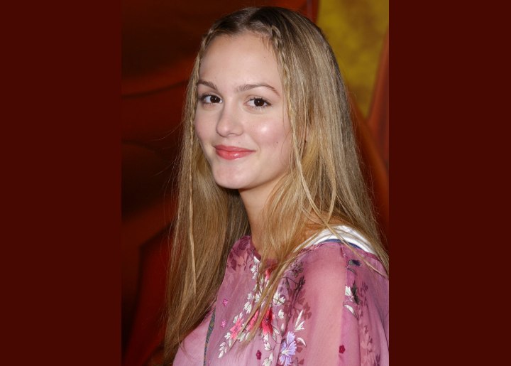 Leighton Meester wearing her hair in a long 60s style