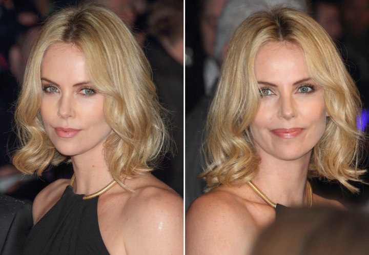 Charlize Theron with her hair in a bob