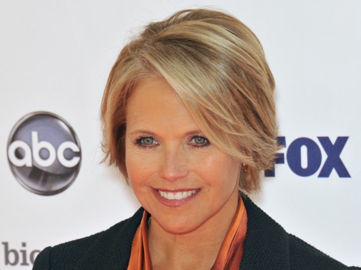 Katie Couric looking stylish with short hair
