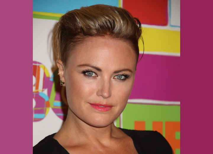 Malin Akerman with the sides of her hair buzzed short