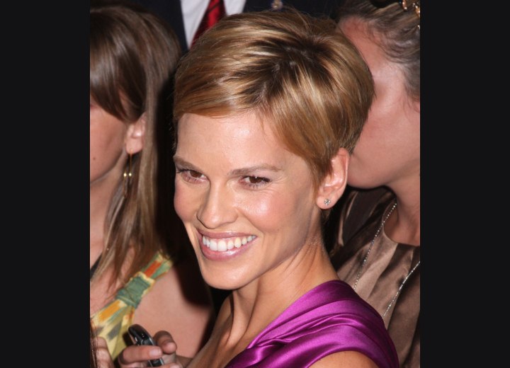 Hilary Swank with a pixie cut