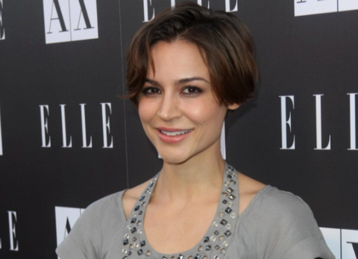 Samaire Armstrong with short hair