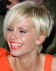 Sarah Harding's pixie cut with the back cropped close