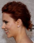 Scarlett Johansson wearing her hair up to fake a short haircut