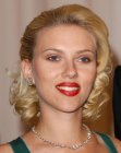 Scarlett Johansson's retro hairstyle with curls and wmooth waves