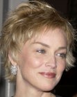 Sharon Stone with short and soft razor cut hair