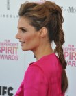 Stana Katic's long ponytail with braiding and texture