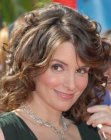 Tina Fey with her hair in curls