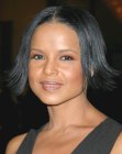 Victoria Rowell's short hair with wispy styling