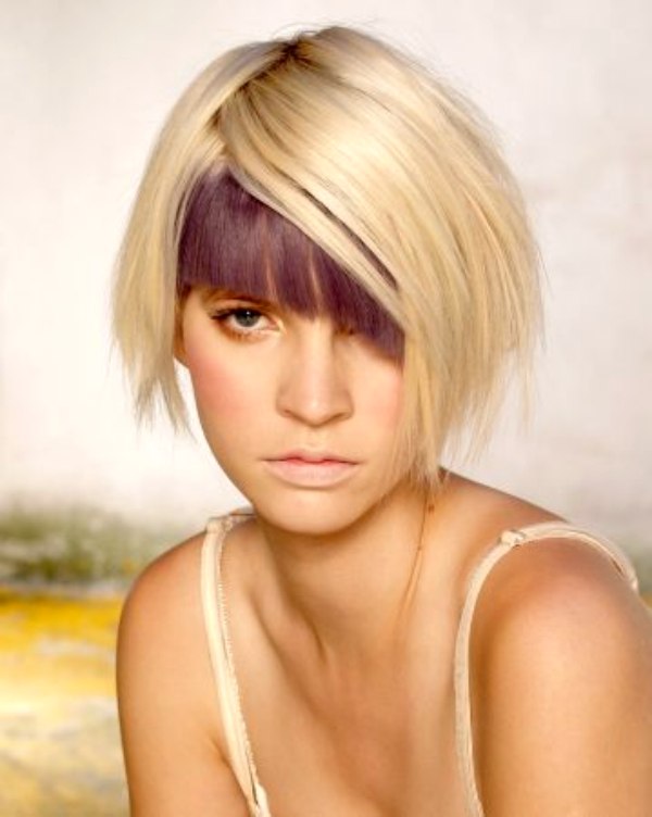 angled bob hairstyle photos. Modern A-line ob hair cut for