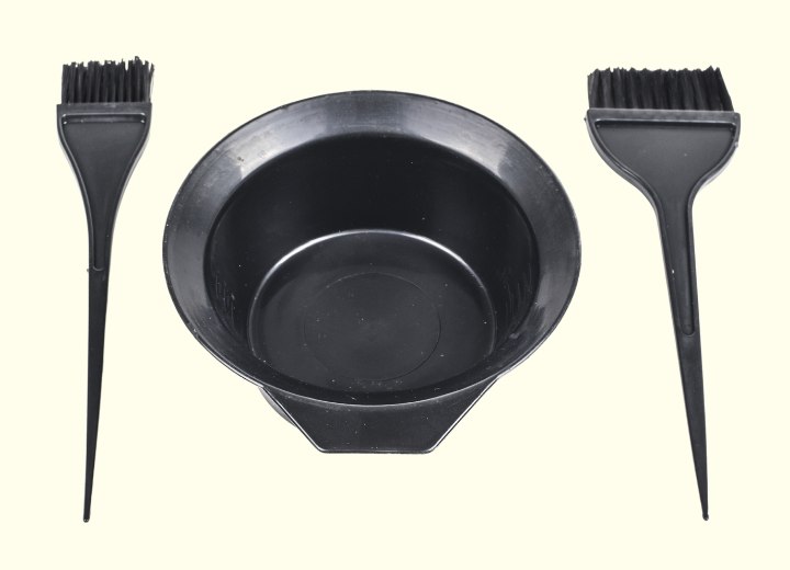Hair coloring bowl and brushes