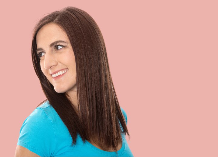 Woman with long straightened hair