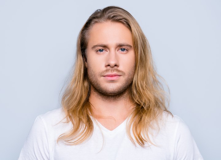 Blonde man with long hair