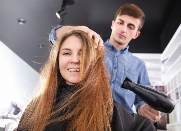 Blow drying long hair