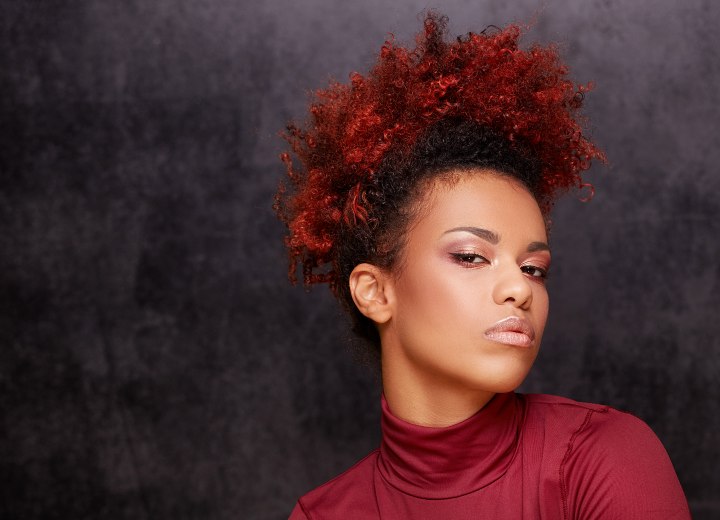 Black woman with a burgundy color hair