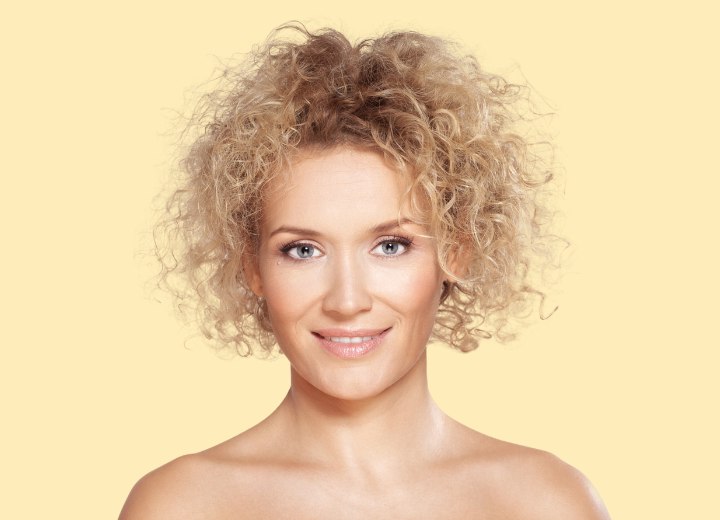 Woman with short curly hair