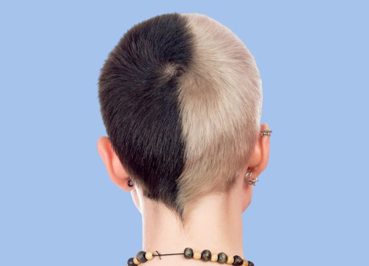 Woman with half of her hair bleached