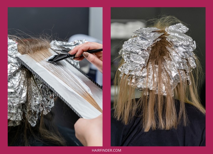 Lowlighting hair with the foiling technique
