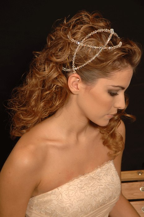Photo of hairstyle with headpiece for bride