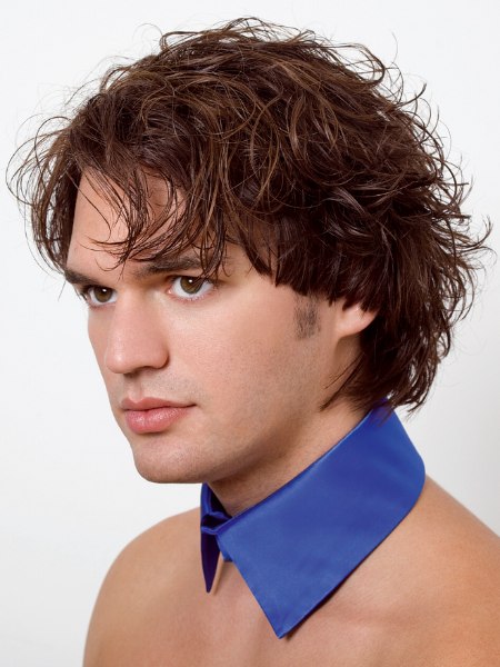 Wet look curly hair for men