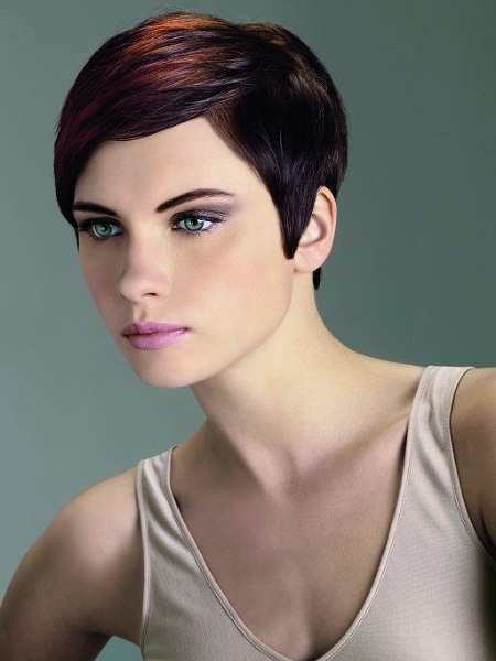Sleek short hairstyle with modern hair coloring