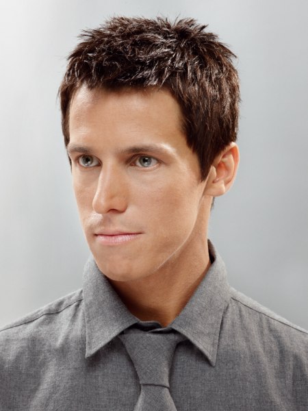 Side view of a modern short haircut with a neat outline for men