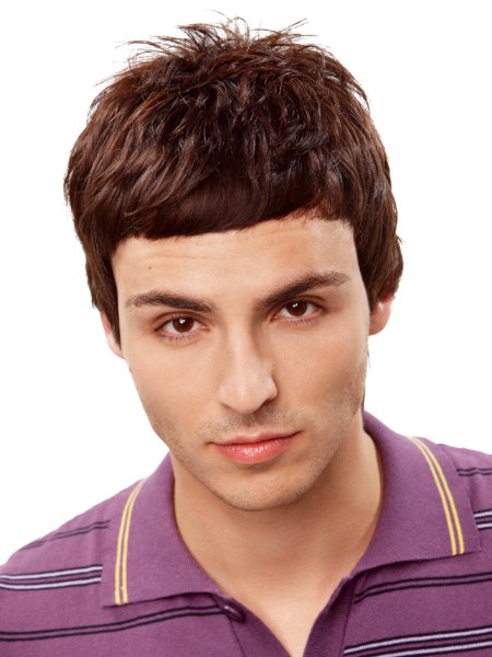 Short hairstyle with finger ruffling for young men